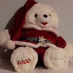 Snowflake teddy 2000 christmas collectible, plush stuff white bear